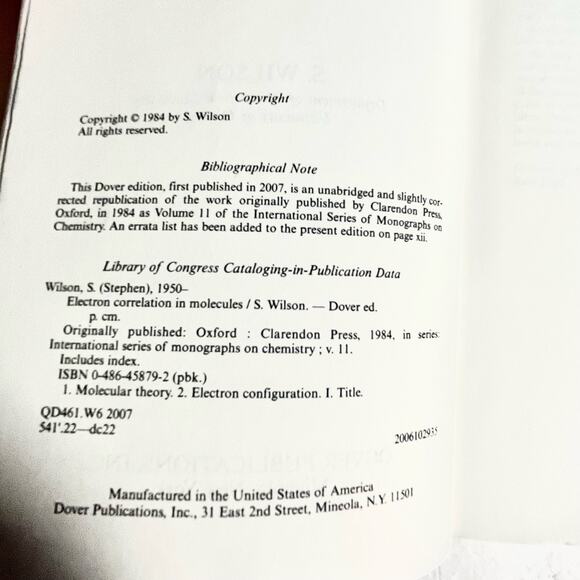 Electron Correlation in Molecules 2007th Edition (Dover Books on Chemistry) - Picture 5 of 8